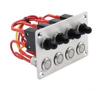 Bebykilemi Panneau d'interrupteur à 4 interrupteurs marche/arrêt pour yacht de camping-car 12 V avec boutons LED bleues en acier inoxydable, étanchéité IP65, disjoncteurs réinitialisables, allumage