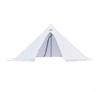Bebykilemi Pyramid Tente tipi 4 saisons pour adultes 210T en tissu à carreaux indéchirable avec ouverture de poêle et poteau en aluminium pour randonnée (blanc grisâtre)