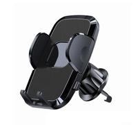 Bebykilemi Support de téléphone de voiture réglable à 360 degrés avec poignée en caoutchouc antidérapant pour tableau de bord, pare-brise ou grille d'aération, support en ABS noir pour une sécurité
