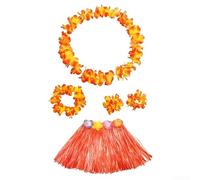 Bebykilemi Tenue de carnaval d'été pour enfant avec une jupe en herbe hawaïenne attrayante et des accessoires (orange)
