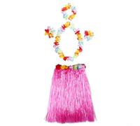 Bebykilemi Tenue de carnaval d'été pour enfant avec une jupe en herbe hawaïenne attrayante et des accessoires (rose)