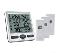 Bebykilemi Thermomètre électronique sans fil pour intérieur et extérieur avec 3 capteurs, portée de 100 m, écran LCD, humidité pour la maison, le jardin, la serre