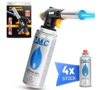 Bec Bunsen Avec 4 Cartouches à Gaz 227g MSF-1a Brenneraufsatz Brûleur Flambiergerät Chalumeau Brûleur Soudage Briquet Réglable Flamme Flambieren Butangasbrenner pour Barbecue,Cuisine,Camping,Brasage