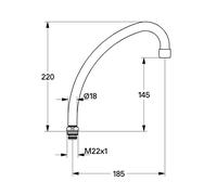 Grohe bec Costa 13073000 M22x1x145, gorge 185 mm, chromé