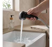 Bec de Remplacement ABS 18,2cm Filetage Standard | Jet aéré et pluie, pour idéal pour cheveux et visage, nettoyage pour efficace, économie d'eau, usage quotidien(black)
