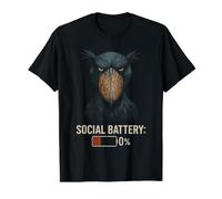 Bec-en-Sabot Social Battery 0% Passion Oiseau T-Shirt Graphique avec Valeur, Homme, Noir, S