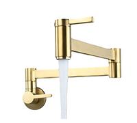 Bec pliant bras robinet évier moderne bassin robinet de cuisine résistant aux éclaboussures facile à installer Pot remplisseur salle de bain Double interrupteur montage mural(Brushed Gold)