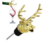 Bec verseur à vin tête de cerf - Solution de point de service sans gouttes, figurine d'animal ornée esthétique, de zinc moulé sous pression + bouchon d'étanchéité 2 en 1, argent | Parfait pour