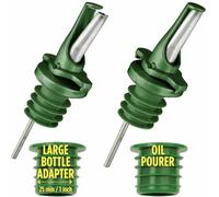 Bec Verseur Huile D Olive - Doseur Bouteille Breveté au RU - Dosage Précis - Bouchon Doseur à Ouverture et Fermeture Contrôlées - Huile Toujours Fraîche sans Oxydation - Vert - Lot de 2