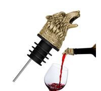 Bec verseur pour vin tête de loup - Sirop de café, vinaigre, alliage de zinc, guide pour décanter | Design avec bouchon en silicone de qualité alimentaire, idéal pour le vin rouge et blanc, les