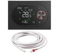 BECA BAC-9000ALWE Thermostat Smart WiFi pour Fan Coil 2 Tuyaux, Ventilateur 3 vitesses + Valve ON/OFF, Sonde Extérieure, Tuya Smart/Smart Life, Alexa/Google, - Expert4House Edition (Noir)