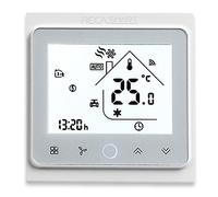 BecaSmart 002 Series WiFi Thermostat pour Quatre tuyaux Ventilo-convecteur climatisation à écran Tactile avec Connexion WiFi pour Assistance vocale Intelligente Alexa Google Home Blanc