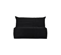 BECCI Banquette BZ 2 Places avec Matelas BULTEX - Tissu 100% Coton Noir - Style Contemporain - L 142 x P 101 cm