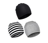 Becellen 3 Pièces Coton Bonnet Bebe, Tricoté Casquette Bonnets Naissance Doux Chaud Double Couche Chapeaux pour 0-4 Enfant