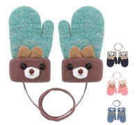 Becellen Tricotés Moufles Bebe, Adorable Chauds Epais Gants Enfant Anti-Perdu Hiver Mignon Moufle avec Cordon pour 0-3 Ans Filles Garçons