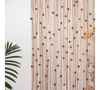 BECHAEO Rideau en macramé bohème avec perles en cordon, rideau de porte en tissu fait main avec perles en bois pour fenêtre, porte, placard ouvert, chambre, salon, décoration intimité, 200,7 cm L x