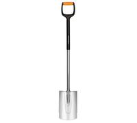 Fiskars Bêche à bord rond pour sol meuble et peu caillouteux, Longueur: 120 cm, Lame en Acier/Poignée en plastique renforcé de fibre de verre, Noir/Orange, Xact, Taille: L, 1003681
