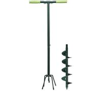 Bêche et tarière 2 en 1 - OUTIROR GROUPE - Outil de jardinage 2 en 1 - Vert - Hauteur 1m