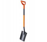 KADAX Bêche L 125 cm Pelle de jardinier avec manche en acier Pelle de jardin Pelle funéraire pour jardin, bêche de jardin avec poignée en métal (plate, noir/orange)
