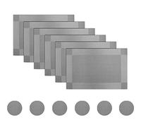 BECHEN Lot de 6 sets de table en vinyle résistant à la chaleur lavables en plastique pour table à manger, Vinyle, B : gris., 6pcs Placemats with Coasters