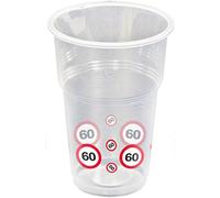 Folat Gobelets Panneau de Signalisation 60 Ans-10 pièces, 28260, Transparent