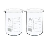 Bécher de laboratoire avec bec verseur, Béchers en verre borosilicaté, forme basse, bec imprimé, 25-1000ml, paquet de 2 produits chimiques cuisine laboratoire(150ml)