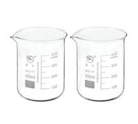 Bécher de laboratoire, Bécher en verre borosilicaté 800 ml, forme basse, bec gradué, lot de 2, chaleur(400ml)