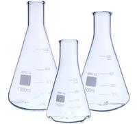 Bécher en verre, flacon à fond rond， Fiole conique en verre borosilicaté à haute teneur en 3 compartiments, 250/500/1000/2000 ml, verrerie de laboratoire(1000ml baffle)