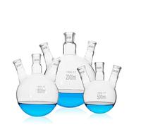 Bécher en verre, flacon à fond rond， Flacon de laboratoire 3 places en verre borosilicaté 50 ml à 2000, biseauté/droit, plusieurs tailles(500ml 24x3)