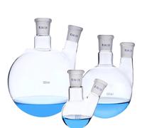 Bécher en verre, flacon à fond rond， Flacon de réaction en verre à 2 cols, joints 19/26, 24/29 et 29/32, verrerie laboratoire 100 2000 ml(Y 250ml 24-19)