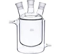 Bécher en verre, flacon à fond rond， Flacon de réaction laboratoire à double couche et trois cols, 250 ml 2000, fond plat 24 joints(1000ml 24-24-24)