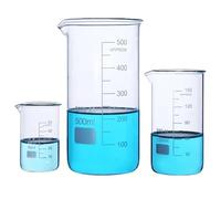 Bécher en verre gradué de laboratoire à haute teneur en borosilicate, équipement de laboratoire de forme haute(600mL 2pcs)