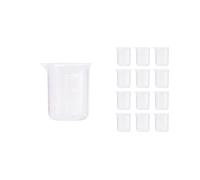 Bécher Gradué en Polypropylène. Verres Doseurs en Plastique Transparent pour Cuisine et Laboratoire (100ml, 12)