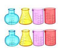 Béchers en plastique Ensemble de béchers colorés avec différentes formes 8 pièces Kits scientifiques éducatifs en plastique pour expériences de bricolage études chimie jouets et jeux Beaker Beak