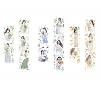 Becho Lot de 90 autocollants décoratifs esthétiques en forme de cœur Washi pour filles, scrapbooking, agenda, loisirs créatifs, pour tout le monde (3R, 6M, style 1)