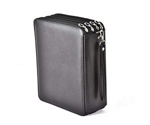 Becho Trousse à Crayons Multifonction en Cuir Souple avec Fermeture éclair Multicouche séparation, Grande capacité, Pochette à stylos, boîte à Crayons de Couleur, 184 emplacements, Noir, Moderne