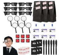 bechoanigel 48 PCS Détective Pinata Anniversaire,Kit Détective Enfant avec Lunettes D'agent,Stylo Secret,Carnet De Notes, Loupe,Carte De Détection,Cadeau Anniversaire Jeu de Rôle de Détective