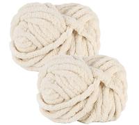 bechoanigel Grosse Laine à Tricoter à La Main 2 Pièces 500g, Pelote Laine Grosse Maille Laine Chenille XXL Doux et Confortable Pelote de Laine Epaisse pour Couvertures, Écharpes, Beige