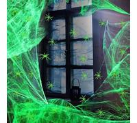 bechoanigel Toile d'araignée lumineuse d'Halloween - 200 g - Toile d'araignée lumineuse avec 30 araignées décoratives pour Halloween - Pour l'intérieur et l'extérieur - Pour la maison et le jardin