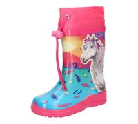 BECK Bottes en caoutchouc 'Sunrise' bleu / jaune / rose / blanc, Taille 32