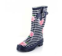 Beck Femme Stripes Bottes bottines de pluie, Bleu, 36 EU