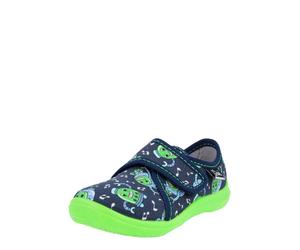 BECK Pantoufle 'Robots' bleu marine / bleu clair / citron vert / blanc, Taille 31