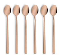 Beckmann & Rommerskirchen VISTA Lot de 6 cuillères à long drink/latte macchiato | PVD Cuivre | Acier inoxydable mat | Cuillère longue pour latte macchiato | Cuillère à café longue | Cuillère de bar
