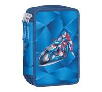 Beckmann Trousse à Crayons 3-Fold Pencil Case Blue Lightning Bleu