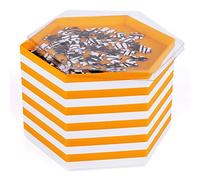 Becko Lot de 12 plateaux de tri empilables avec couvercle, accessoires de puzzle pour puzzles jusqu'à 2000 pièces, 12 plateaux hexagonaux en blanc et orange
