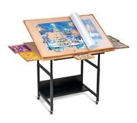 Becko US Table de puzzle avec tiroirs et couvercle, chevalet inclinable avec hauteur réglable jusqu'à 1500 pièces, fermée avec 4 roues