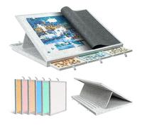Becko US - Table de puzzle inclinable de 1500 pièces avec 6 tiroirs colorés et couverture, table de puzzle avec rangement pour adultes, légère et portable, pour puzzle de 1500
