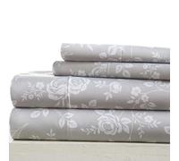 Becky Cameron Linen Market Parure de lit à Motifs Ultra Douce, Grand lit, Roses Gris Clair