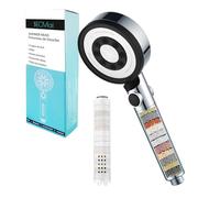 BECMai Pommeau Douche anti Calcaire, Pommeau de Douche Filtrant Haute Pression, Economie Deau Shower Head Filter Hard Water, Douchettes avec 5 Modes de Jets, Chrome (Sans Tuyau Support)