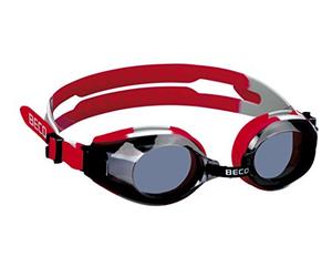 Beco Arica Lunettes de natation universelles multicolores avec maintien sûr grâce à un large bandeau séparé, rouge/gris, M